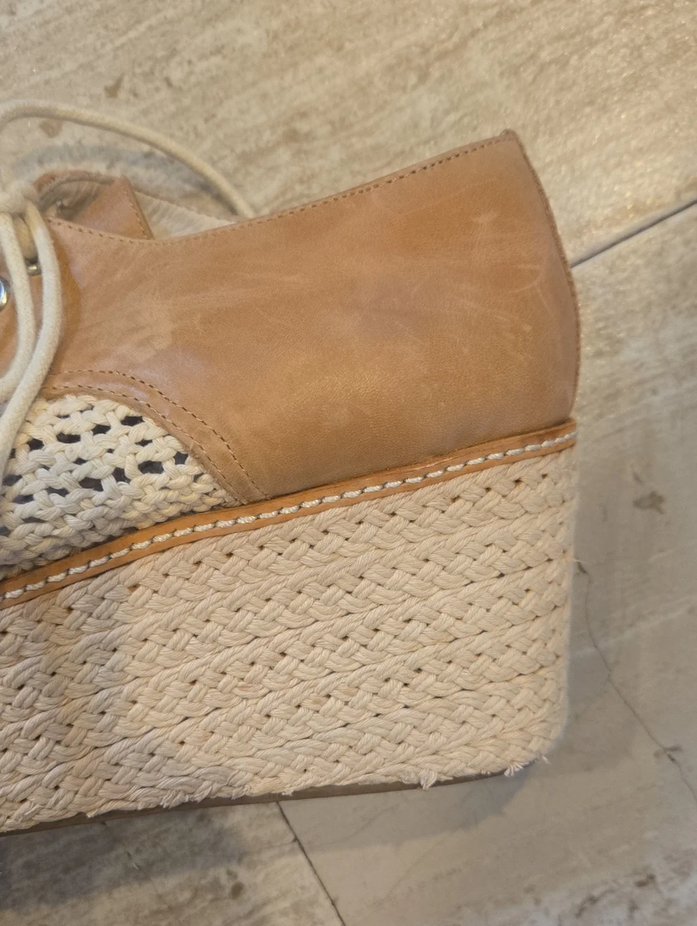 Jeffrey Campbell Curran Tie Jute/Crochet Platform Espadrille